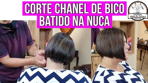 Corte Chanel de Bico Batido na Nuca ( Técnica com Navalha).